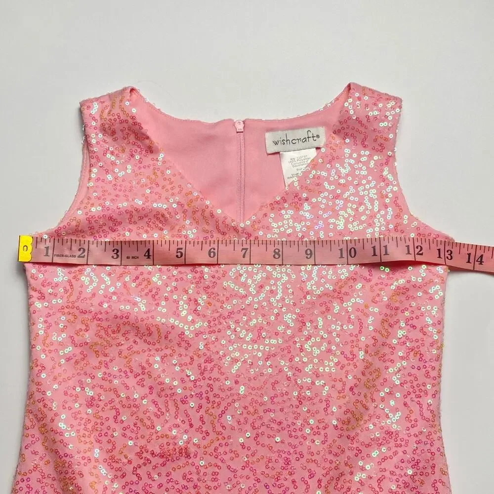 Wishcraft Girls Size 6 Pink Sequin Mermaid V-Neck Formal Gown